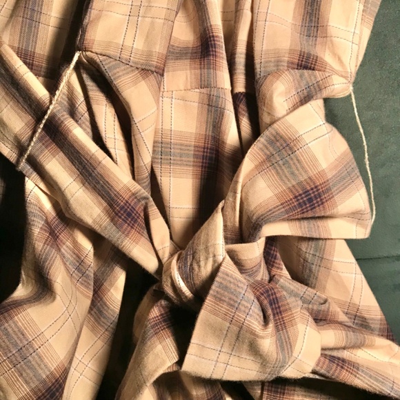 Zara Oversized Cotton Plaid Shirt Dress With Belt Tie ZW Collection Long Sleeves - Picture 11 of 12